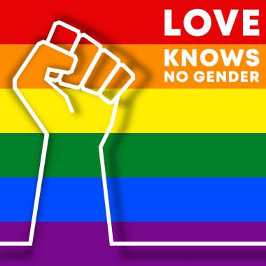 Aşk Cinsiyet Tanımaz - Poster, broşür kapağı veya diğer baskı ürünleri için LGBT tipografi tasarımı. Vektör illüstrasyonu.