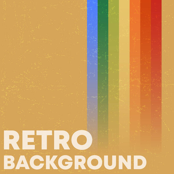 Retro grunge texture background with vintage colored stripes. Vector illustration.