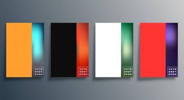 Arkaplan, el ilanı, poster, broşür, tipografi veya diğer baskı ürünleri için soyut gradyan tasarım kapağı seti. Vektör illüstrasyonu.