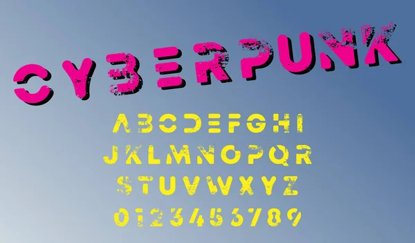 Cyberpunk Design Alphabet Vorlage Buchstaben Und Zahlen Futuristischen Stil Vektorillustration — Stockvektor