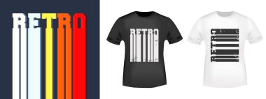 Tişört baskısı damgası için geçmişe dönük tipografi, tee applique, moda sloganları, rozet, etiket kıyafeti, kot pantolon ve günlük giyim. Vektör illüstrasyonu