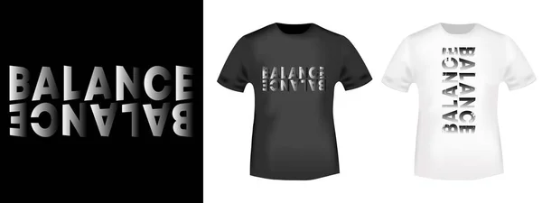 Equilibrio tipografía en blanco y negro para estampado de camiseta, apliques de camiseta, eslóganes de moda, insignia, ropa de etiqueta, jeans y ropa casual. Ilustración vectorial — Archivo Imágenes Vectoriales