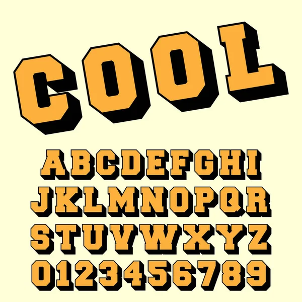 Vorlage Für Retro Alphabet Buchstaben Und Zahlen Des Vintage Designs — Stockvektor