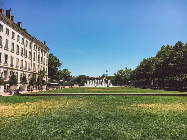 Lyon Franciaország Július 2017 Public Udvar Lyon Városában Franciaország Parkban — Stock Fotó