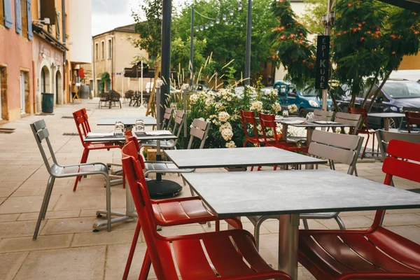 Тематические Кафе Рестораны Внешняя Летняя Терраса Ярких Цветов Уличного Кафе — стоковое фото