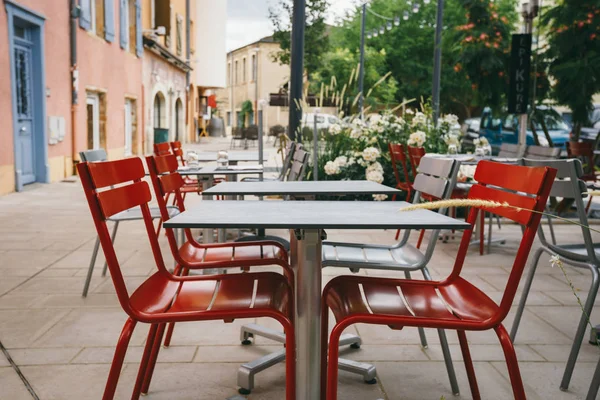 Kafe Tema Dan Restoran Teras Musim Panas Eksterior Warna Cerah — Stok Foto