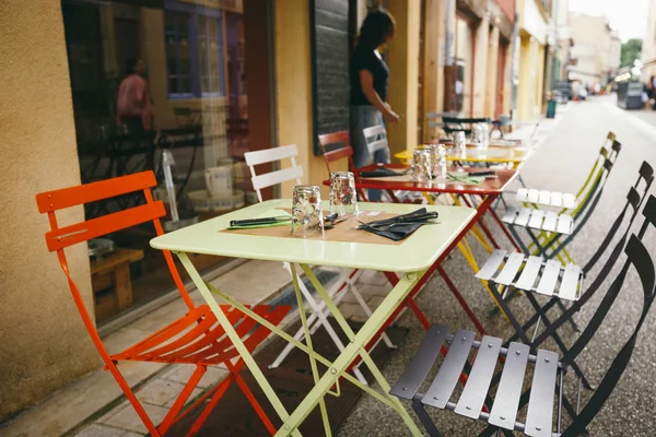 Kafe Tema Dan Restoran Teras Musim Panas Eksterior Warna Cerah — Stok Foto