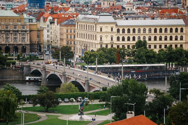 República Checa Praga Julio 2017 Vista Panorámica Ciudad Techos Rojos —  Fotos de Stock