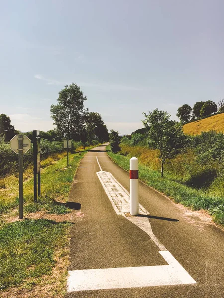 Trasporti Strade Nella Regione Francese Del Bordeaux Percorso Ciclabile Strada — Foto Stock