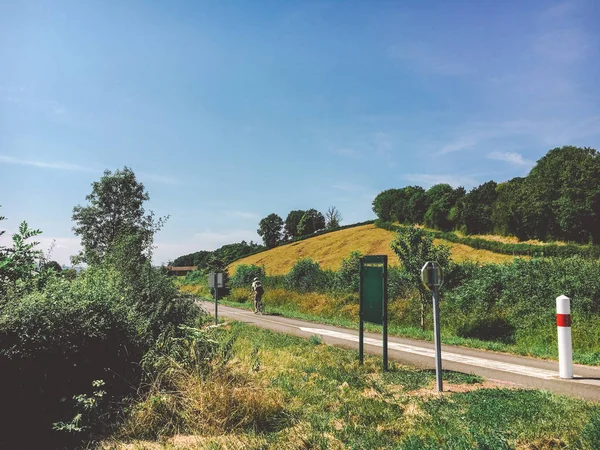 Trasporti Strade Nella Regione Francese Del Bordeaux Percorso Ciclabile Strada — Foto Stock