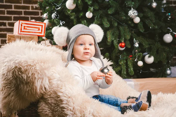 Sujeto Los Niños Navidad Año Nuevo Caucásico Pequeño Bebé Divertido — Foto de Stock