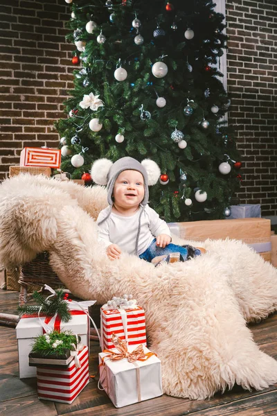 Sujeto Los Niños Navidad Año Nuevo Caucásico Pequeño Bebé Divertido — Foto de Stock