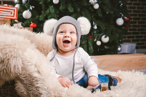 Sujeto Los Niños Navidad Año Nuevo Caucásico Pequeño Bebé Divertido — Foto de Stock