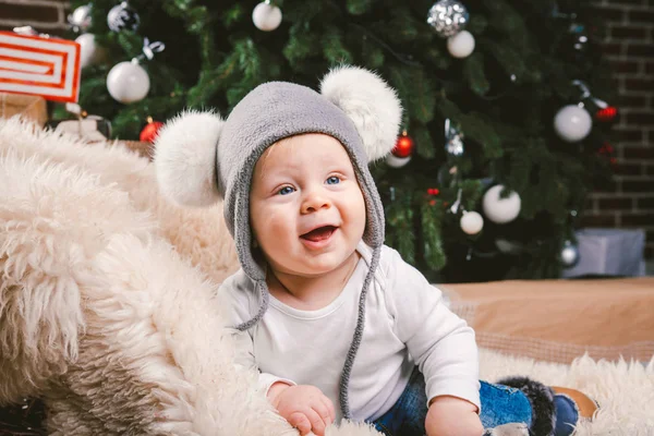 Sujeto Los Niños Navidad Año Nuevo Caucásico Pequeño Bebé Divertido — Foto de Stock