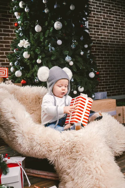 Sujeto Los Niños Navidad Año Nuevo Caucásico Pequeño Bebé Divertido — Foto de Stock