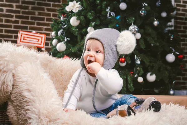 Sujeto Los Niños Navidad Año Nuevo Caucásico Pequeño Bebé Divertido — Foto de Stock