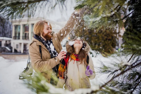 Jeune Couple Aimant Homme Caucasien Aux Cheveux Longs Blonds Barbe — Photo