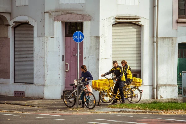 Octubre 2018 Alemania Ciudad Krefeld Bicicleta Como Transporte Ecológico Significa — Foto de Stock