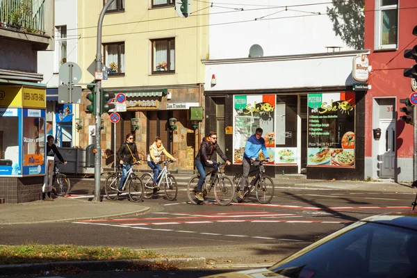 Octubre 2018 Alemania Ciudad Krefeld Bicicleta Como Transporte Ecológico Significa — Foto de Stock