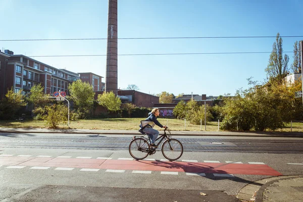 Października 2018 Niemcy Krefeld City Rower Jako Transport Ekologiczny Oznacza — Zdjęcie stockowe
