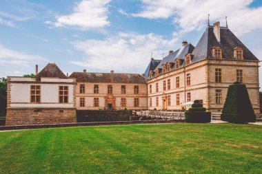 July 19, 2017. Village Cormatin France burgundy region in summer. Museum old castle, fortress Ch teau de Cormatin in sunny weather.