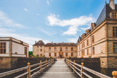 July 19, 2017. Village Cormatin France burgundy region in summer. Museum old castle, fortress Ch teau de Cormatin in sunny weather.