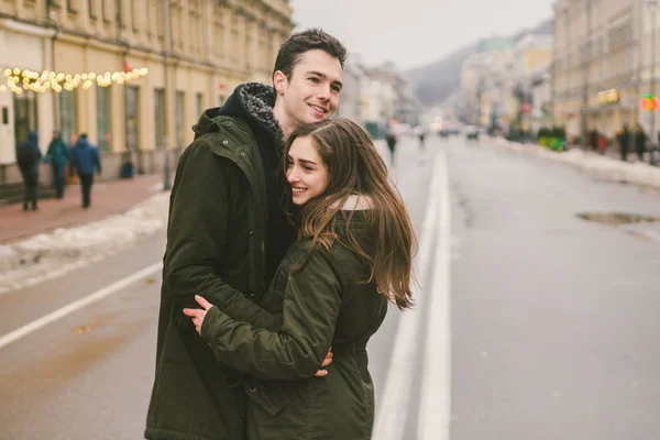 Tema Amore Romanticismo Giovani Caucasici Coppia Eterosessuale Amore Studenti Fidanzato — Foto Stock