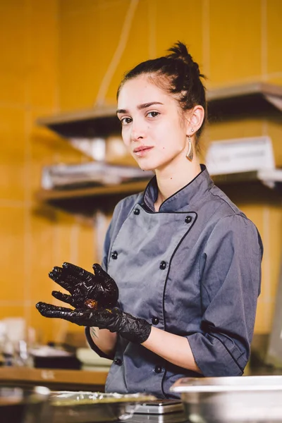 Subject Profession Cooking Pastry Young Caucasian Woman Tattoo Pastry Chef — Stock Photo, Image