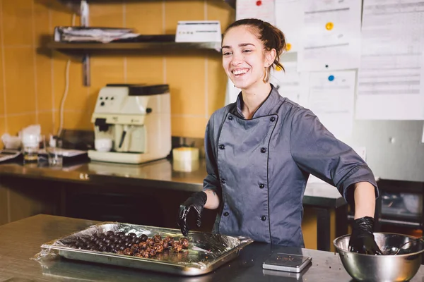 Subject Profession Cooking Pastry Young Caucasian Woman Tattoo Pastry Chef — Stock Photo, Image