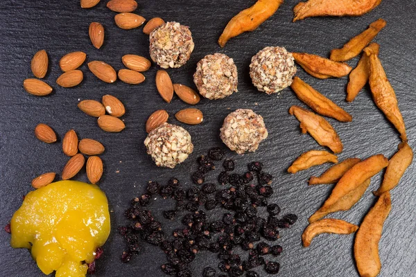 Temat Söt Efterrätt Gjord Naturliga Produkter Utan Socker Makro Närbild — Stockfoto