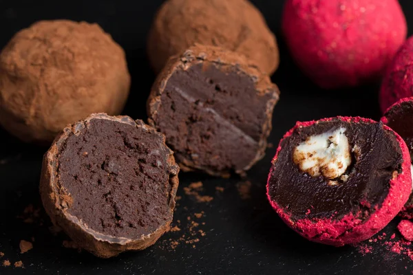 Thema Süße Desserttorte Handgemacht Makro Nahaufnahme Dessert Süße Süßigkeiten Runde — Stockfoto