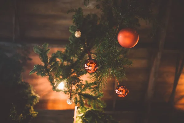 Rama de árbol de Navidad con bola — Foto de Stock