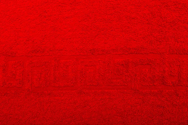 泰瑞毛巾 纺织品背景紧密相连 泰瑞红色毛巾背景 用棉织物做的红色毛巾布 结构与未切线程循环 红毛巾底色 — 图库照片