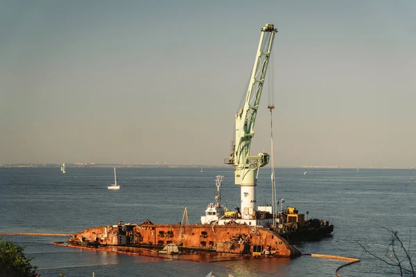 Petrolero Delphi Estrelló Cerca Costa Del Mar Negro Ucrania Odessa — Foto de Stock