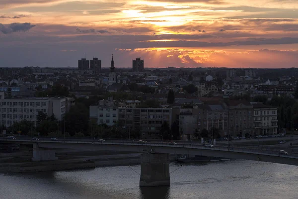 Sunset over novi sad serbia