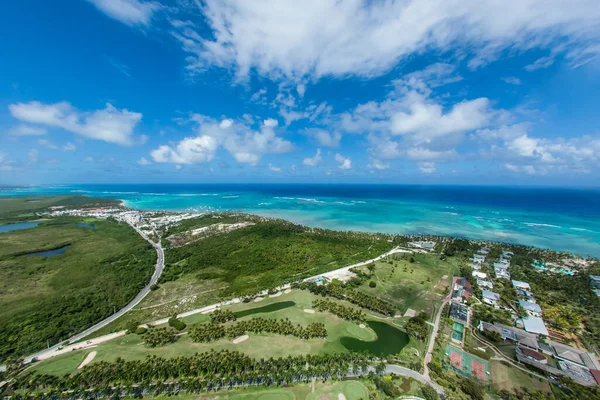 Plage Vue Aérienne Drone Haut Sur Punta Cana Paysage Bavaro — Photo