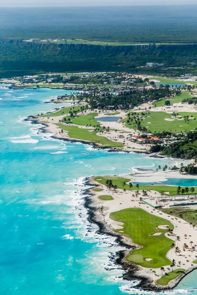 Plage Vue Aérienne Drone Haut Sur Punta Cana Paysage Bavaro — Photo