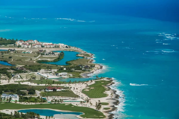 Plage Vue Aérienne Drone Haut Sur Punta Cana Paysage Bavaro — Photo