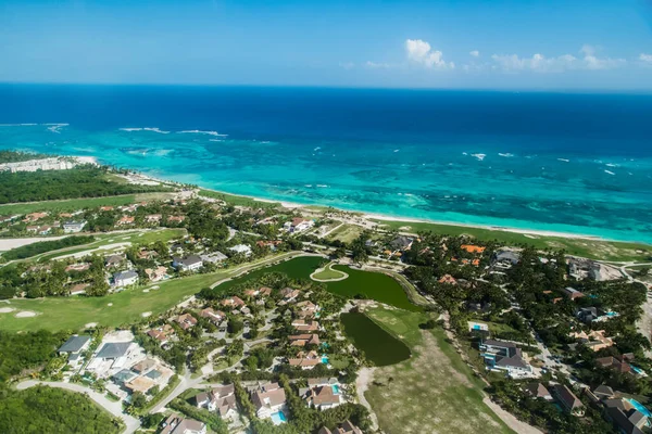 Plage Vue Aérienne Drone Haut Sur Punta Cana Paysage Bavaro — Photo