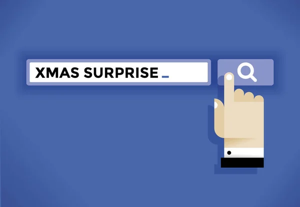Icône Curseur Main Humaine Trouver Une Surprise Noël Sur Internet — Image vectorielle
