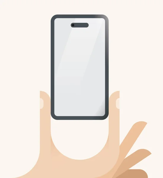 Человек Держит Руках Мобильный Телефон Дисплеем Нового Поколения Моноблоком Фронтальной — стоковый вектор