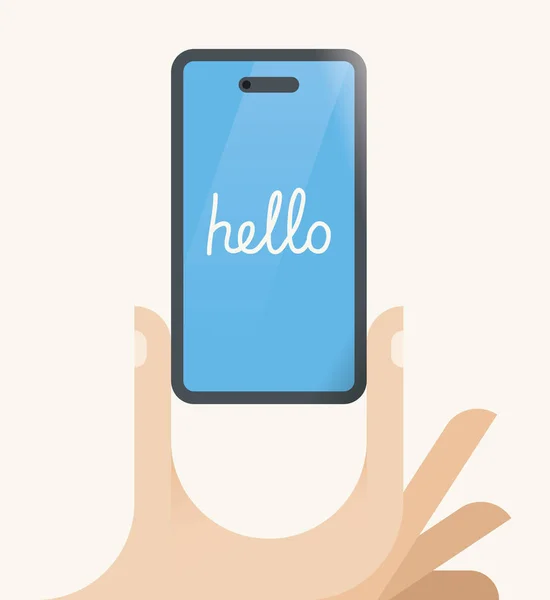 Mobiele Telefoon Van Holding Van Menselijke Hand Met Nieuwe Generatie — Stockvector
