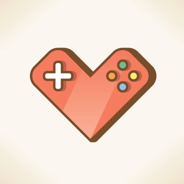 Kırmızı kalp şekli oyun çubuğu veya gamepad. Kavramlar: aşk video oyunları için flört, Sevgililer günü kartı, kalp diceases, fitness, sağlıklı yaşam, aerobik egzersiz, kardiyoloji ilaç vb kontrol etmek,.