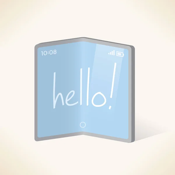 Smartphone Plegable Con Tecnología Visualización Flexible Texto Hello Conceptos Nuevas — Vector de stock