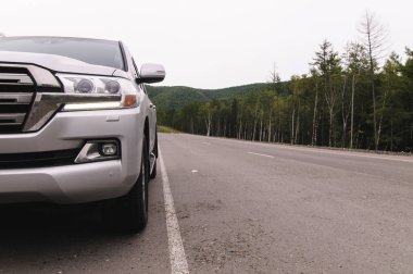 Asfalt yol üzerinde gri Suv