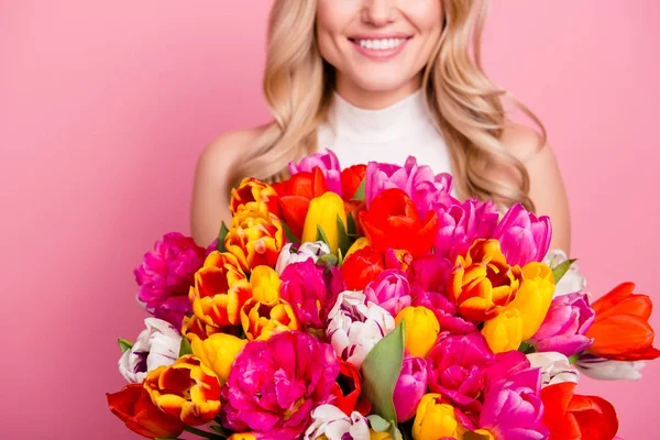 Retrato Recortado Media Cara Bonita Esposa Encantadora Novia Madre Positiva — Foto de Stock