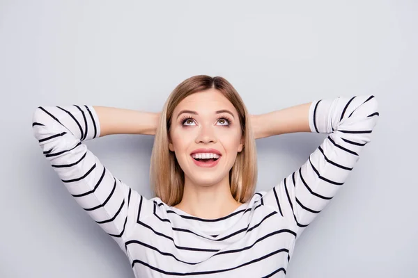 Retrato Com Lugar Vazio Para Propaganda Moda Bonito Bonito Menina — Fotografia de Stock