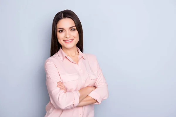 Portret Van Mooie Charmante Leuke Trendy Vrouw Klassieke Shirt Met — Stockfoto