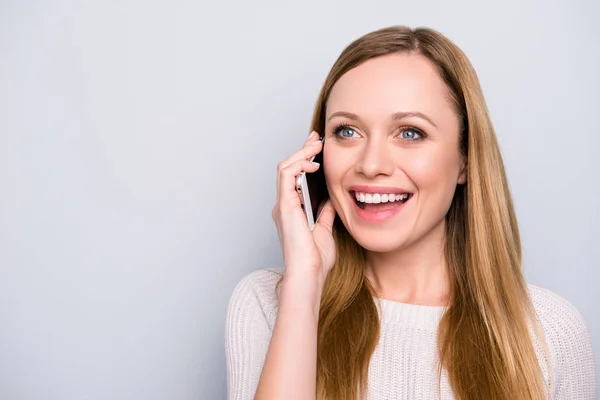 Portret Met Kopie Ruimte Leeg Plaats Van Vrolijke Blij Meisje — Stockfoto