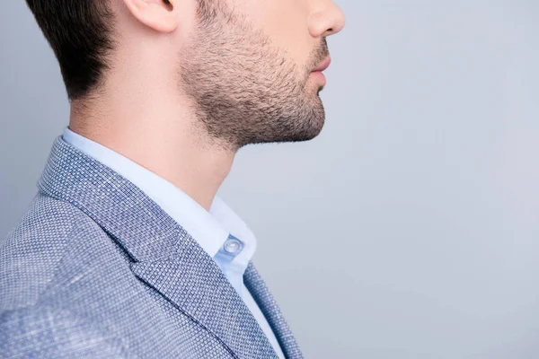 Side View Cropped Half Face Profile Portrait Copy Space Stunning — Stock Photo, Image